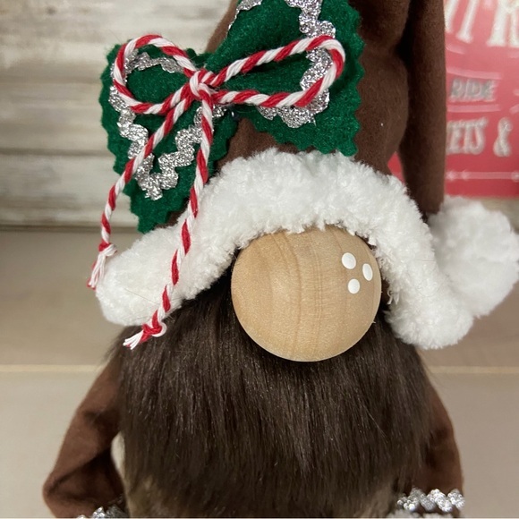 Gingerbread Man Gnome Brown Sherpa Faux Fur Flannel Handmade Tiered Tray Decor - Picture 5 of 11